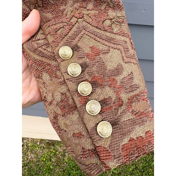 NWT L’AGENCE Jen Open Cropped Blazer Green Multi Floral Tapestry 10 - Picture 5 of 5